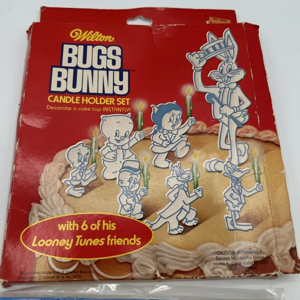 Vintage 1979 Wilton Bugs Bunny Candle Holder Set - Looney Tunes Unopened 2 Packs